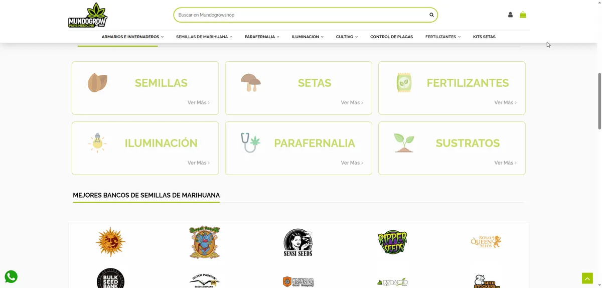 Mundogrowshop.es Captura de Mundogrowshop.es: Una tienda con el catálogo conectado a dos proveedores