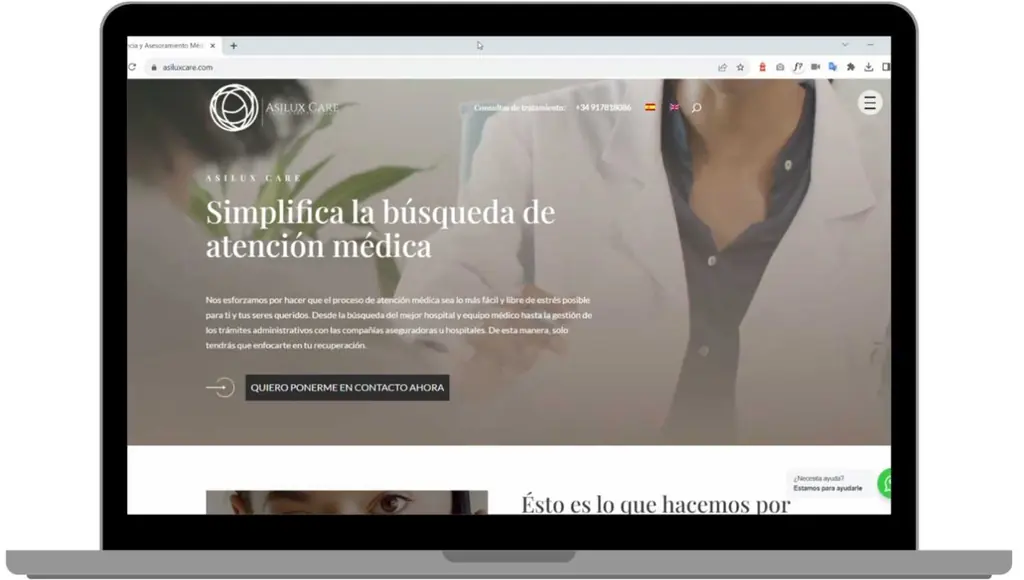 Proyecto real de diseño web para Asilux Care realizado por Necotec